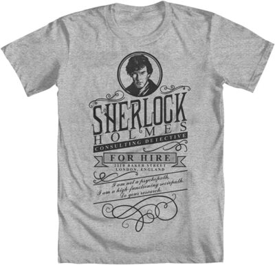 Sherlock Holmes Mysterious Cases Detective For Hire Unisex T-Shirt