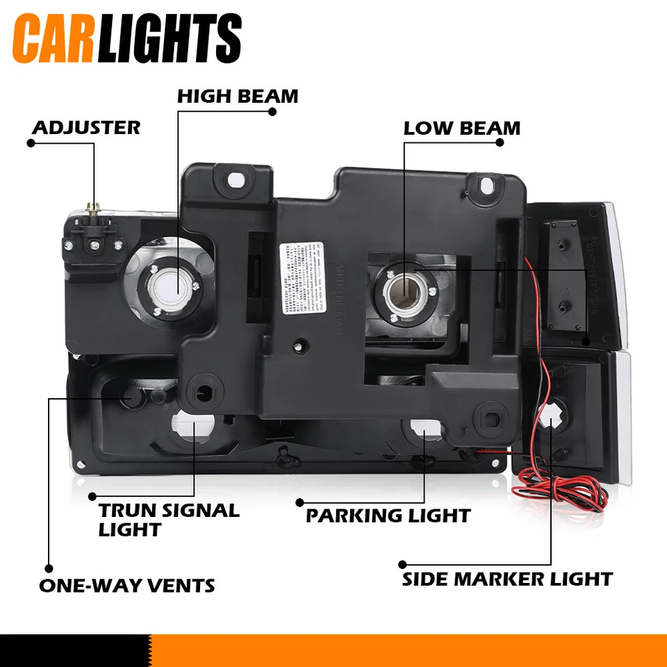 Black Housing Clear Corner Headlight Fit For 1994-2000 GMC C10 C/K Suburban Bump Foto 4 de 4