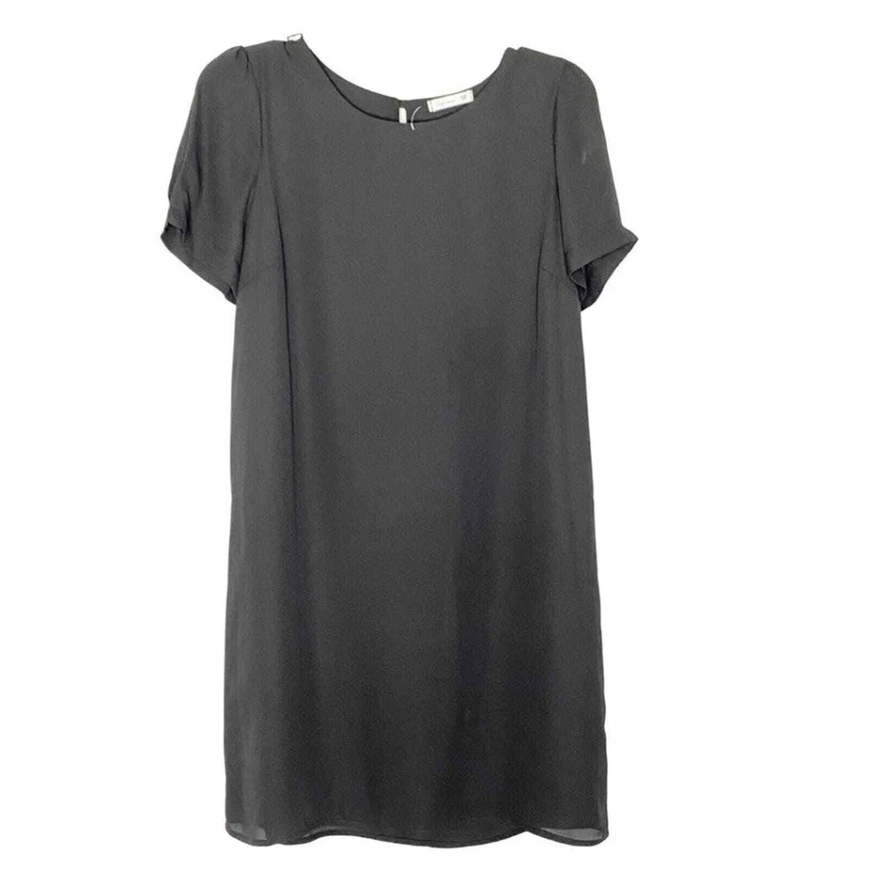 Soprano Black Shift Dress Short Sleeve Scoop Neck Size M Foto 2 de 4
