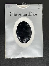 CHRISTIAN DIOR Pantyhose 4443 Diorissimo Ultra Sheer Sandalfoot Sz 1 JET BLACK