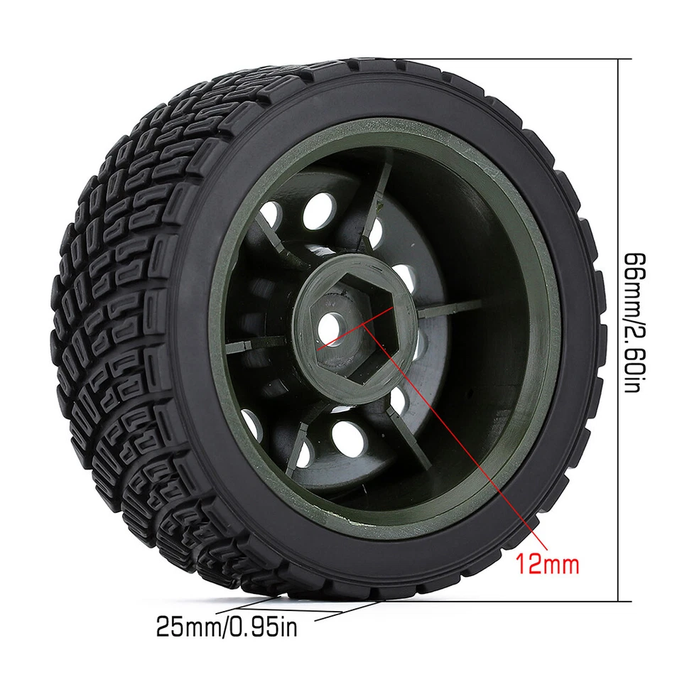4 STÜCKE 12mm Hex 67mm RC Auto Gummireifen Rad für 1/10 Rolly WLtoys 1/14 144001 - Bild 2 von 4