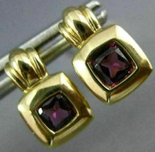 ESTATE .80CT AAA AMETHYST 14KT YELLOW GOLD 3D CLASSIC SQUARE STUD EARRINGS