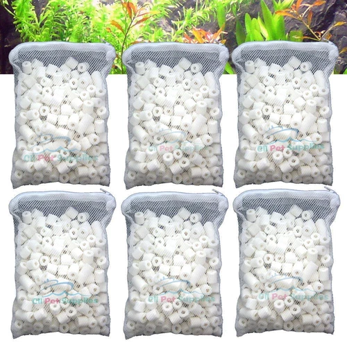 Aquarium Bio Ceramic Rings 6 lbs in 6 Filter Media Bags for Fish Canister Filter