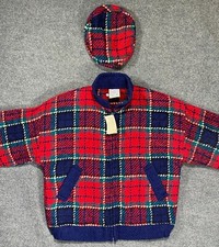 Vtg Nwt ~ Boyne Valley Weavers Hand-knit Plaid Wool Sweater Jacket W/beret ~ L