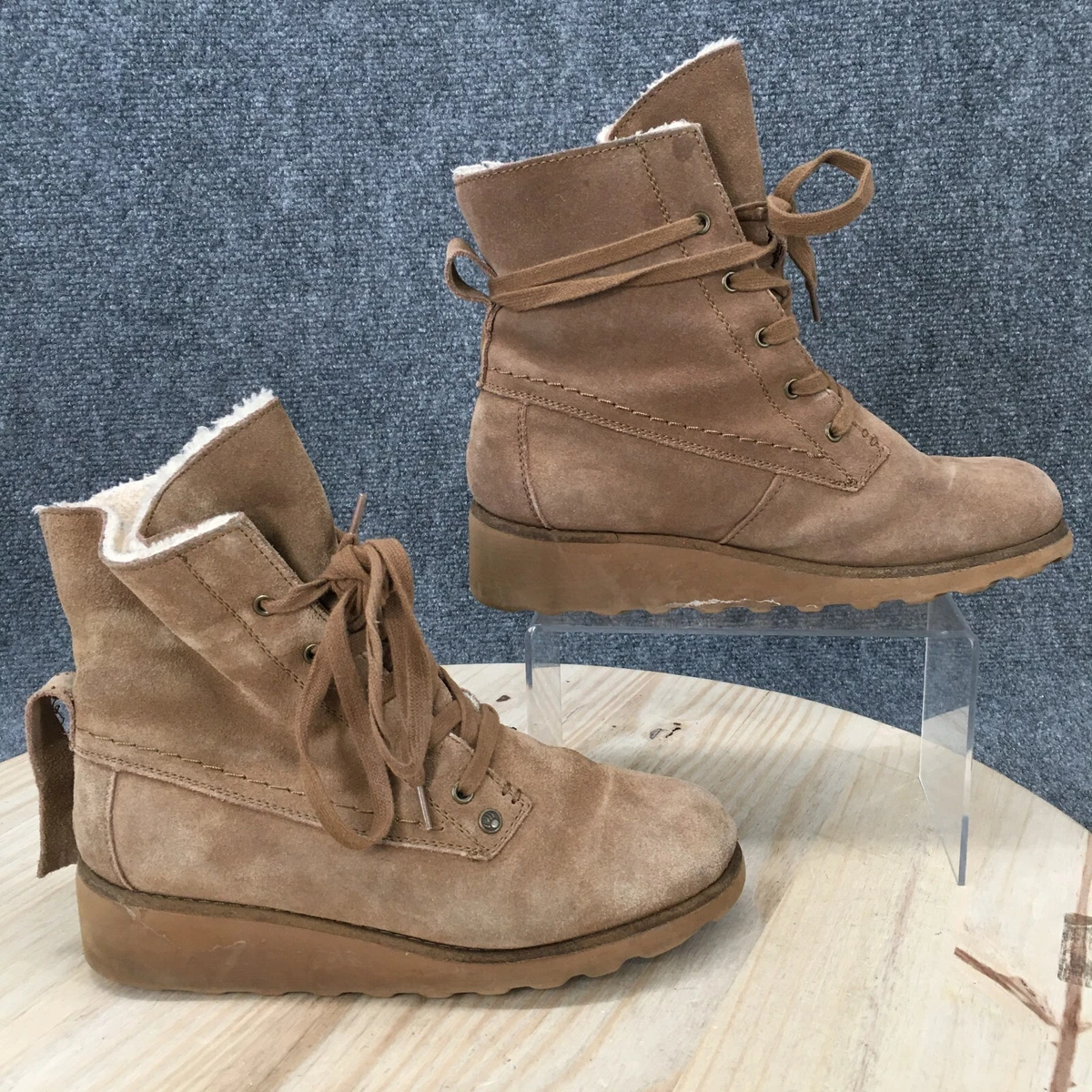 Bearpaw Boots Womens 7 Krista Winter Ankle Wedge Lace Up 2025W