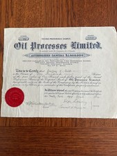 Oil Processes Ltd. 1914 100 Shares