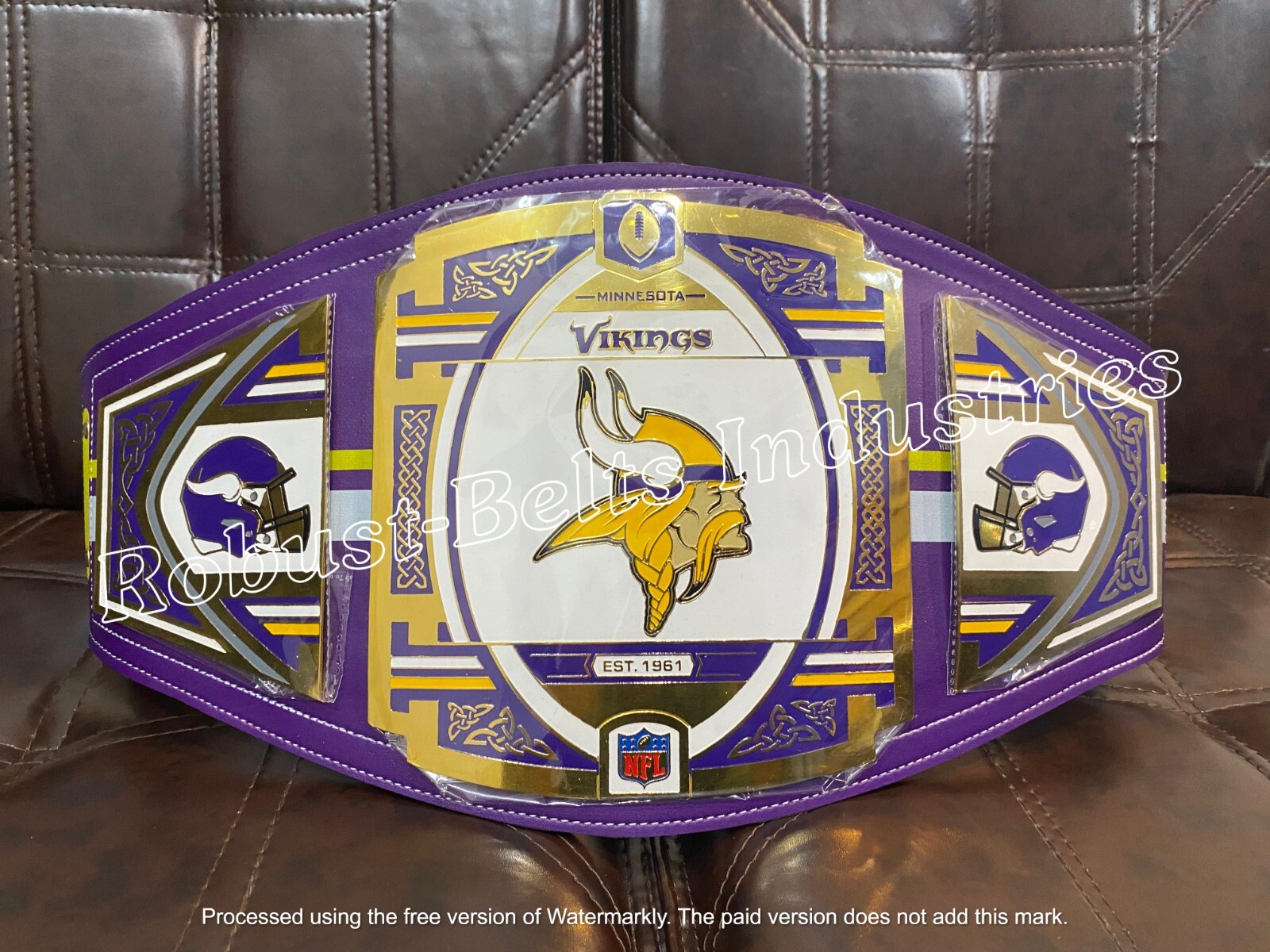 Minnesota Vikings Championship Belt Adult Size 2mm Brass