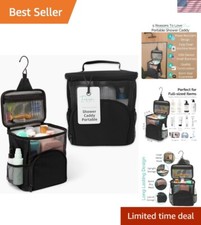 Durable Black Shower Caddy - Portable Hanging Organizer for Dorm Essentials