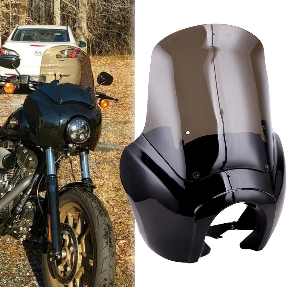Smoke Front Fairing Kit For Harley Club Style Dyna Super Glide FXR T-Sport FXDXT - Image 4 of 4