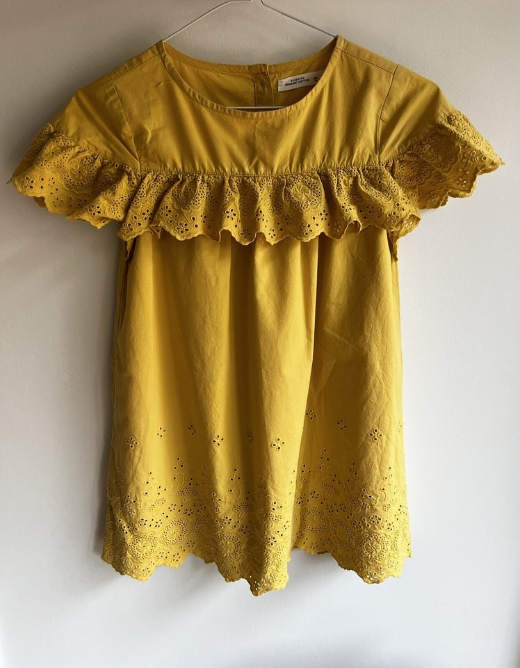 Organic Cotton Girls Yellow Eyelet Dress eBay