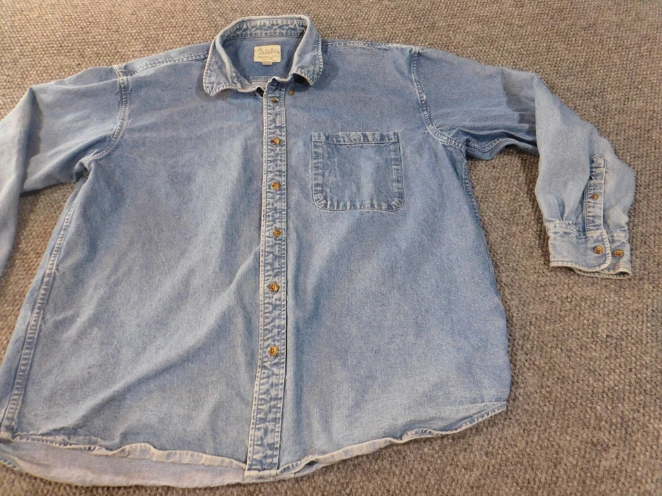 Cabelas Shirt XL Extra Large denim outdoors blue Mens hunting safari - Image 2 of 4