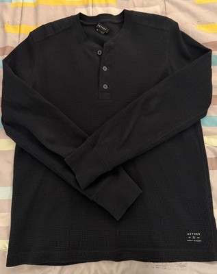 Aether Apparel Waffle Henley Long Sleeve Cold Weather Gear - Black / Small