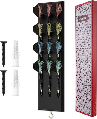 CyeeLife Dart Halter aus Holz für 12 Darts,Darthalter für Wandmontage,Dartpfeile
