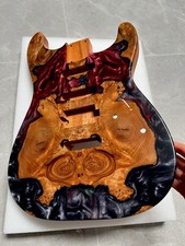 Handcrafted Resin Mahogany Guitar Body Premium Red-Black Burl Wood Grain Finish