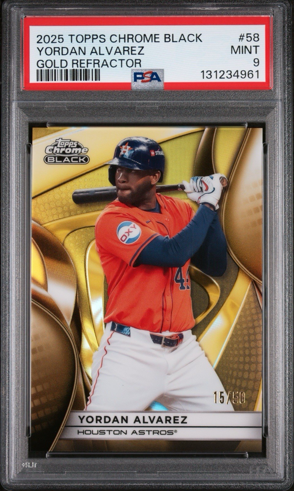 2025 Topps Chrome Black - Yordan Alvarez - #58 Gold Refractor /50 Houston Astros