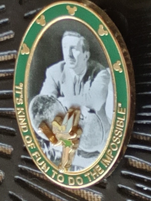 Very Rare WALT DISNEY''IT'S KIND OF FUN TO DO THE IMPOSSIBLE''  PIN W/ TINKER BELL