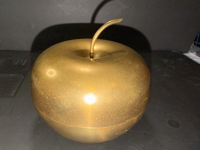 Vintage Apollo Brass Apple Candy Dish And Glass Liner Mid Century Modern