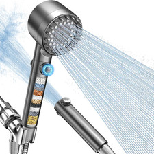 FEELSO Filtered Shower Head with Handheld, High Pressure 4 Spray Gray