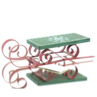 Posiwio Weihnachtsdeko Schlitten Rot & GrüN 19 X 6 Cm - Metall & Holz