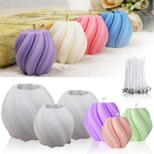 3 Pack Silicone Candle Molds with 10 Wax Cores - Wave Spiral Cylinder Shapes for