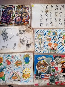 Tattoo Wall Art Sheets Lot, Vintage