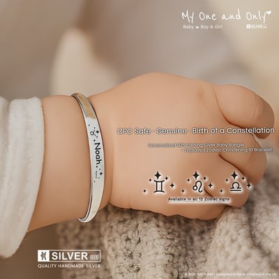 925 Silber Baby Armreif Personalisiertes Sternzeichen Armband Personalisierte Gravur Geschenk