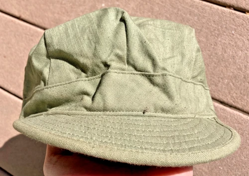 WW2 US Army Military HBT Combat Field Cap Hat Tagged 7 1/4 1942
