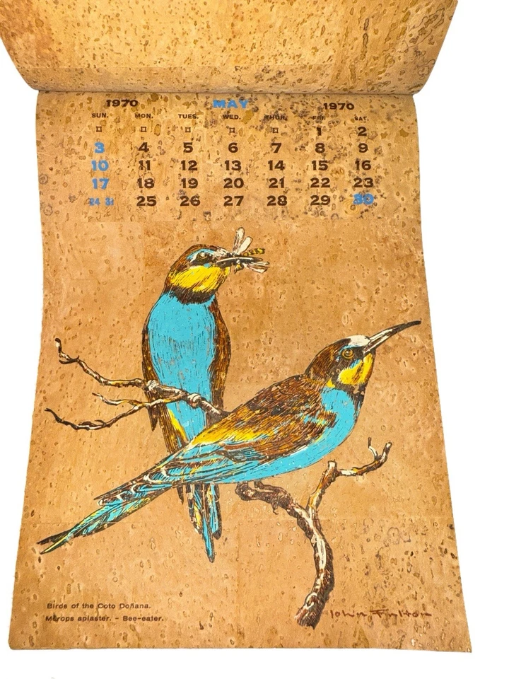 Calendario Corcho Vintage 1970 Aves de Coto Doñana España Impresiones Ornitológicas Foto 3 de 4