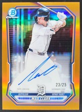 2026 Bowman Max Clark Chrome Prospect Auto Orange Refractor /25 Tigers RW3
