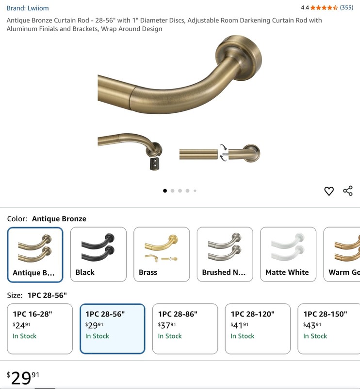 Lwiiom Curtain Rod, Light Wood Grain Part # LW-832