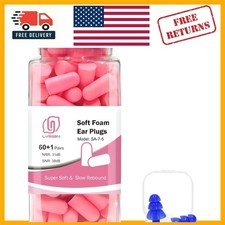 Soft Foam Ear Plugs for Sleeping - 38dB Noise Reduction, 60 Pairs in Pink
