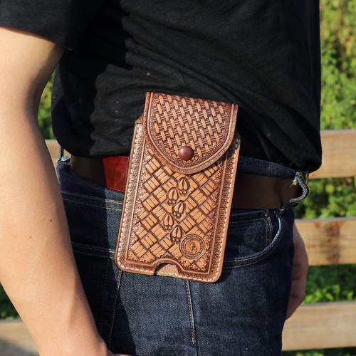 TOURBON Leather Cell Phone Belt Holster Phone Case Smart Phone Wallet for Gift - Picture 24 of 24