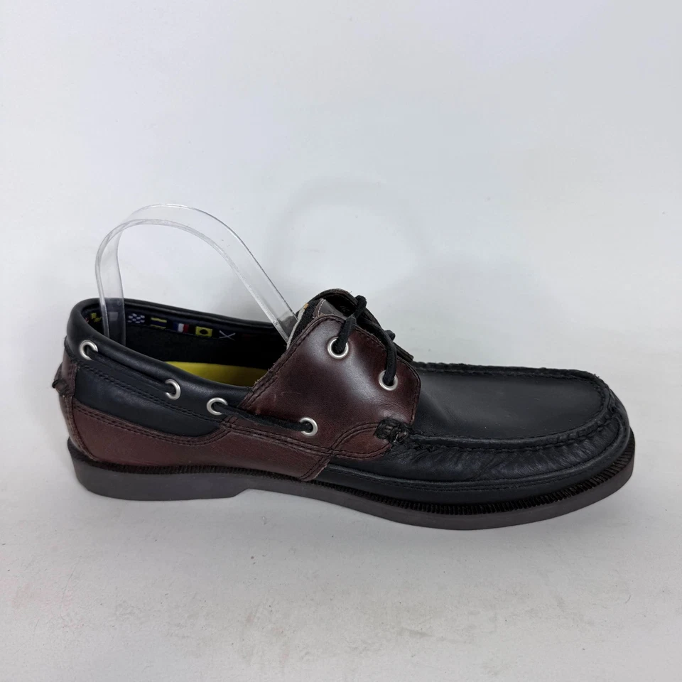 Timberland Zapatos de Barco Para Hombre 10 Negro Marrón Cuero Punta Redonda Parte Superior Baja Informal Foto 3 de 4