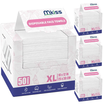 Large Disposable Face Towels 200 Count, 10''×12'' Ultra Thick Premium Biodegradabl