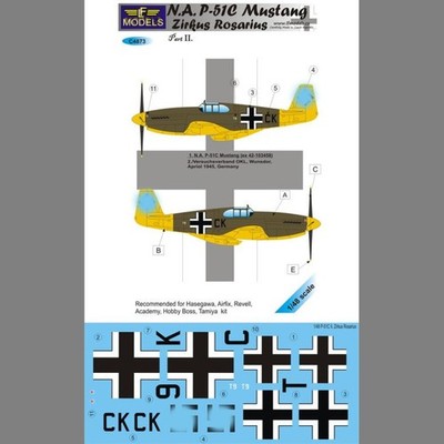 LF Models C4873 1/48 N.A. P-51C Mustang Zirkus Rosarius II Part Hasegawa Tamiya