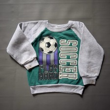 Vintage Kids 90s Soccer Graphic Crewneck Youth Size 2T Pullover Puff Print