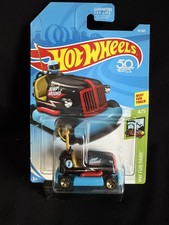 2018 Hot Wheels #19 HW Fun Park 4/5 BUMP AROUND Black-Blue w/Gold 5 Spoke Wheels