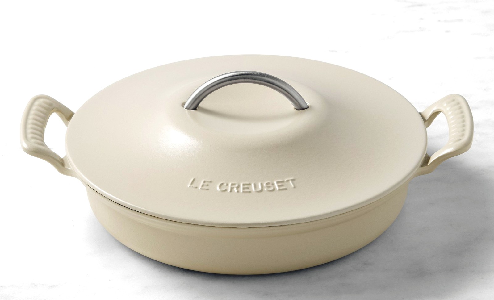 Le Creuset Modern Heritage Cast Iron Short Braiser, 3.25-Qt, Brioche - NEW
