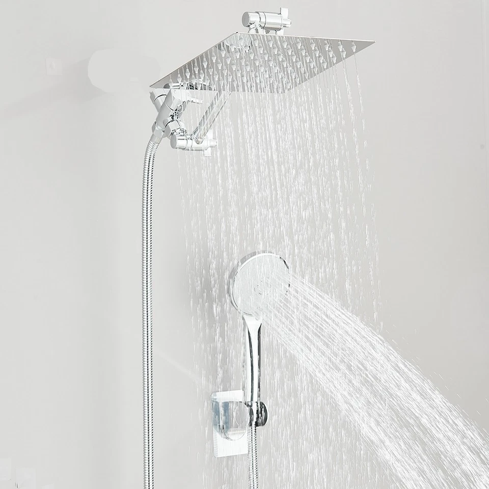10" High Pressure Rain Shower Head Combo With Adjustable Arm & 3-Way Handheld - Image 3 of 4