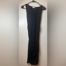 Athleta Black Ruched Side Midi Tank Sleeveless Athletic Dress Size XS