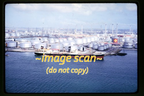 Kodachrome Slide of Tanker Ship at a Refinery in Curacao in 1965