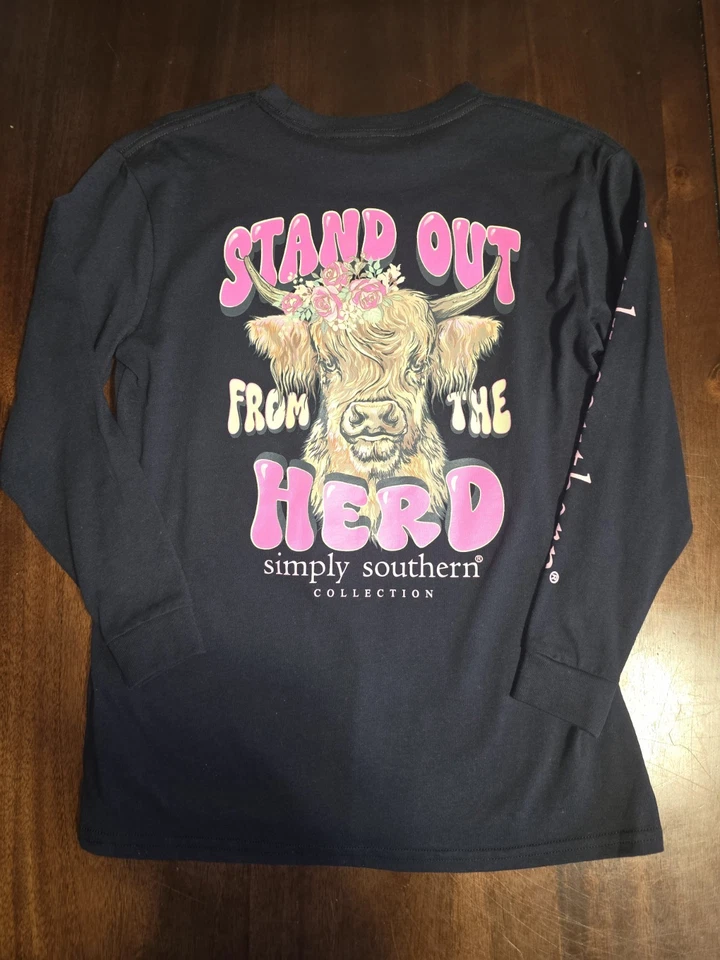 Simply Southern Girls Long Sleeve Size Youth Medium Highland Cow - Image 3 of 3