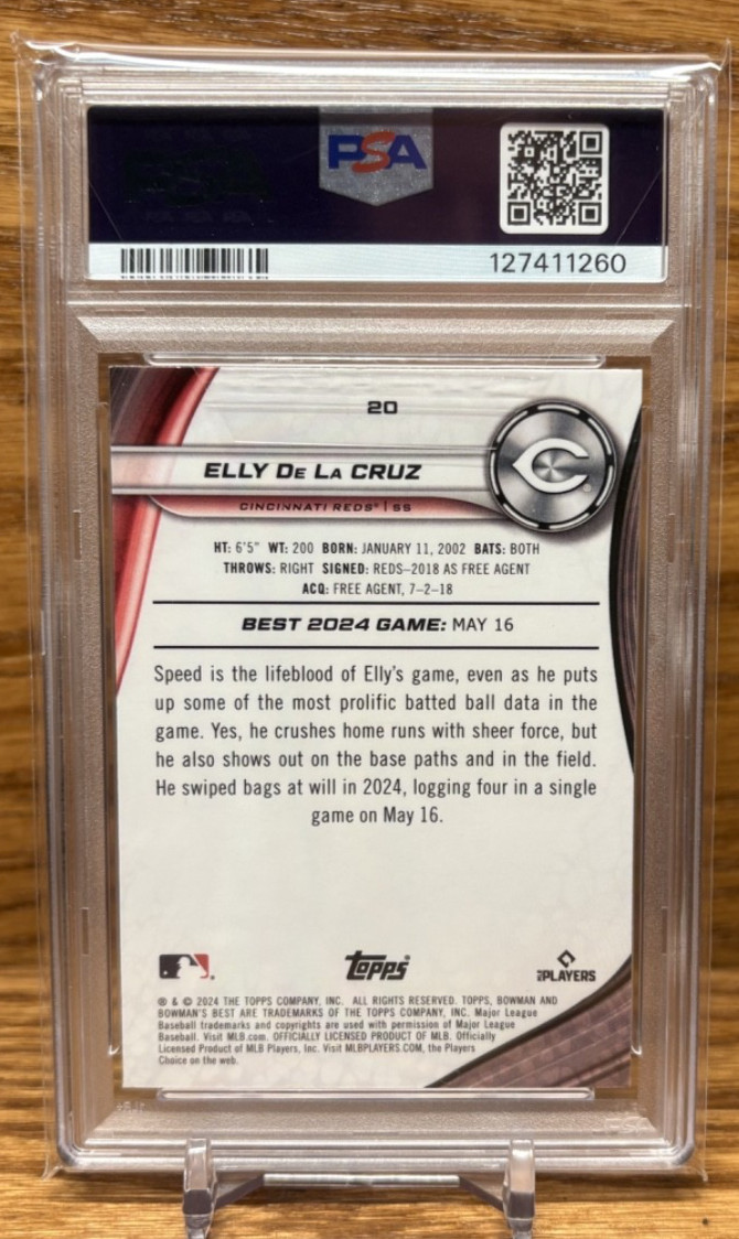 ELLY DE LA CRUZ Wave Refractor PSA 10 GEM Mint Rookie | 2024 Bowman's Best REDS view 2