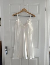 Oscar De La Renta Pink Label Vintage Bridal Y2K Lace Satin Bow Slip Dress Large