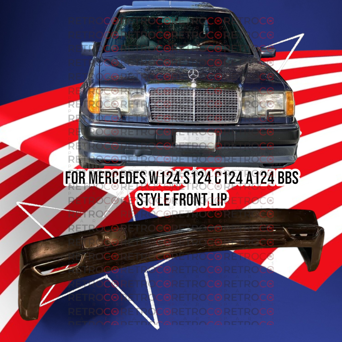 for Mercedes W124 C124 A124 S124 300e 300d Front Frp Lip Splitter 