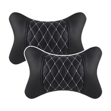 2pcs Car Seat Head Neck Rest Pu Leather Support Cushion Pad Headrest Bone Pillow
