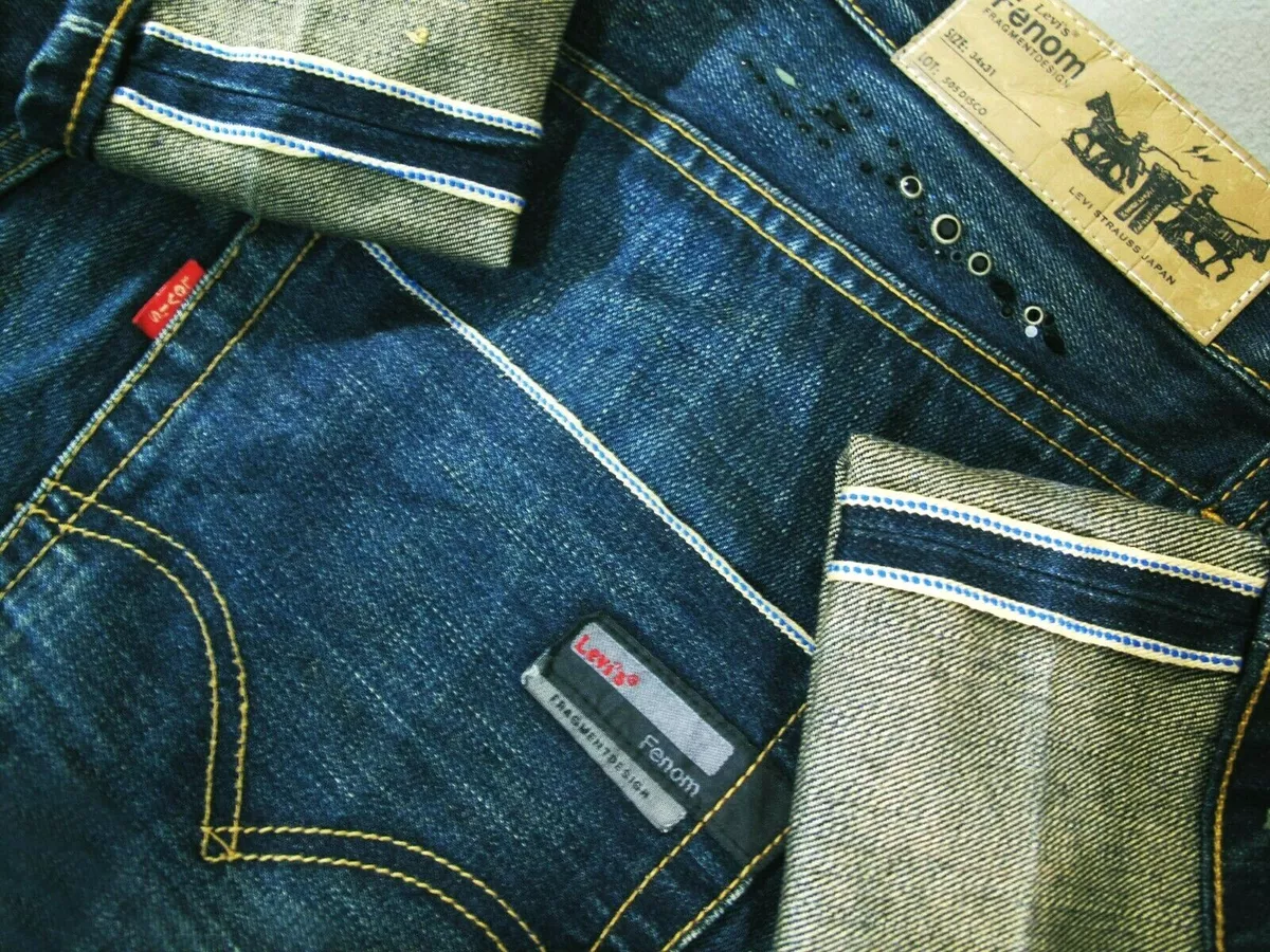 HOT Men's LEVI'S @ 505 FENOM FRAGMENT DESIGN DISCO CRYSTAL SELVEDGE Jeans 34 x31