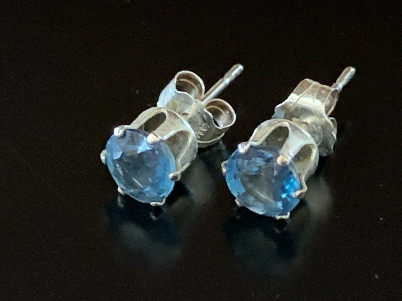 Chrom Kyanit 5mm Sterling Silber Ohrringe Blau Aqua Nieten Pfosten Neu Estate