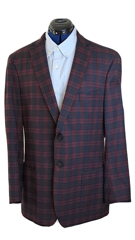 Jaqueta Blazer Masculina GANT UE 54/EUA 46 R Azul Marinho Janela Xadrez Lã/Algodão - Imagem 2 de 4