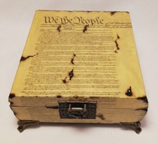 Constitution Box, Hand Crafted Scorched Patriotic Art by NEWSTALJA Design Studio
